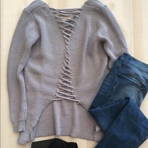 Grey comfy sweater with lace back